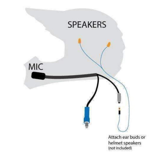 Rugged Off-road Wired Helmet Kit w/Headphone Speaker Jack and M102 Military Mic