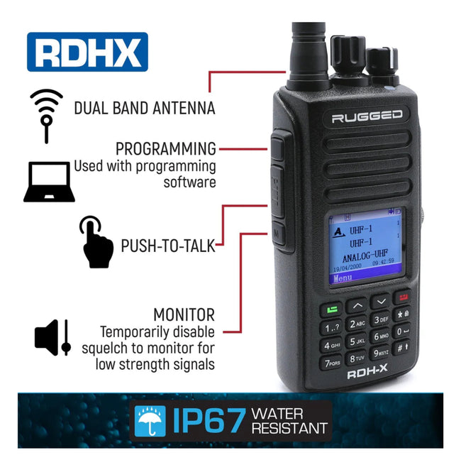 Rugged RDH-X Waterproof Business Handheld - Digital & Analog
