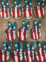 American Flag Peace Signs - Ice Sugar Cookies
