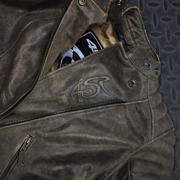 4SR Cool Retro Leather Riding Jacket